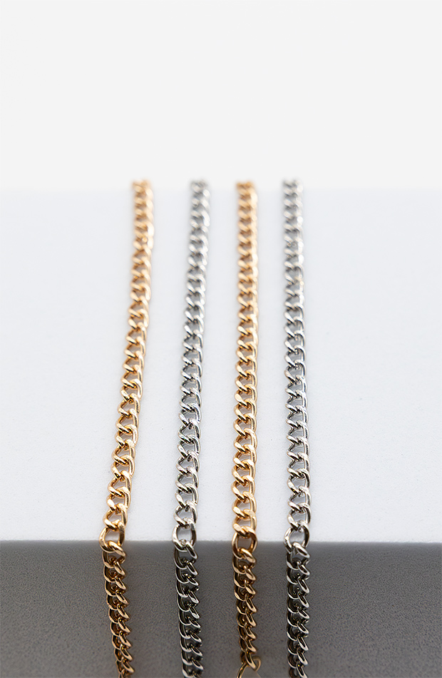 BK01 - INY - řetízek na brýle, stříbrný a zlatý, 4 ks