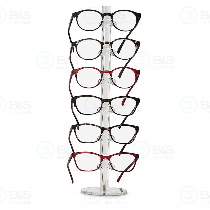  akrylový prodejní stojan na brýle - sloupový, pro 6 brýlí