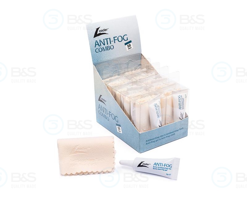 Leader AntiFog Combo - gel proti zamlžování 5 ml + bavlněná utěrka s pouzdrem  10 ks