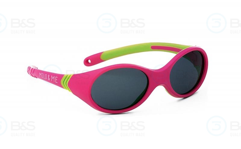  MILO & ME Sun - Nicky, dětské sluneční brýle, vel. 44-16 mm, tmavě růžové / limetkové