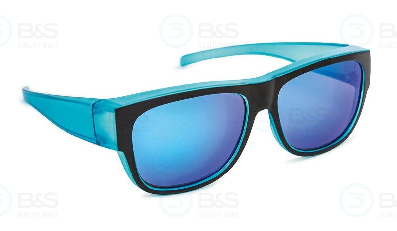  1207508 - sluneční brýle přes brýle malé, vel. 54x40 mm, modré se zrcadlovými čočkami