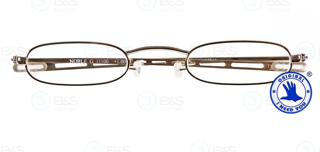  Čtecí brýle - NOBLE, ploché 9 mm, kovové, zlaté s plochým pouzdrem