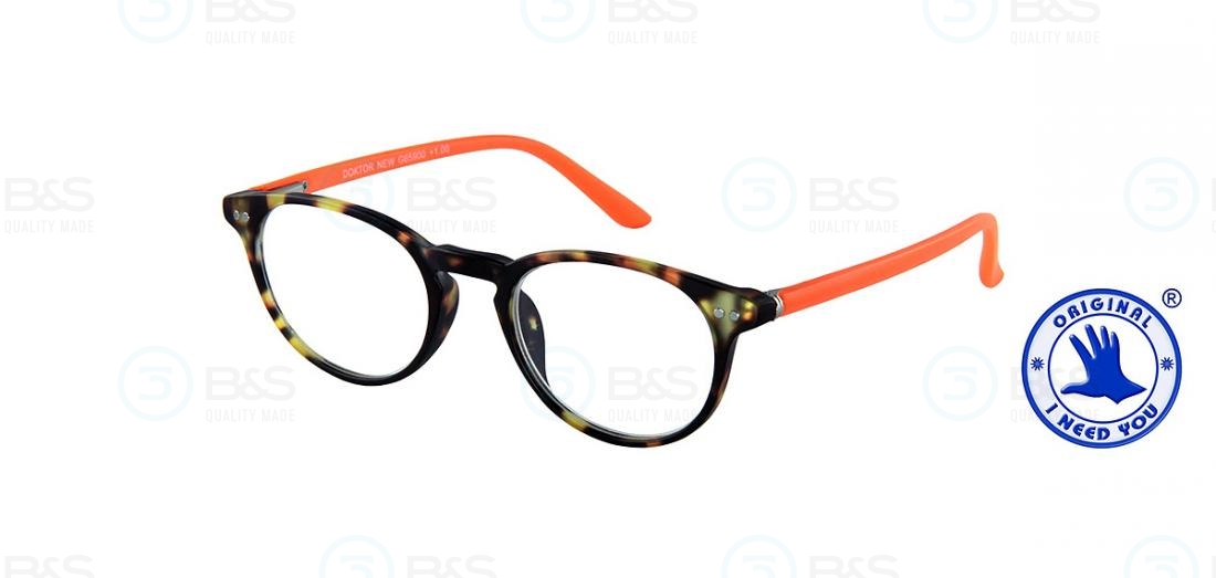  Čtecí brýle - DOKTOR NEW, plastové s flexem, havanna/oranžová
