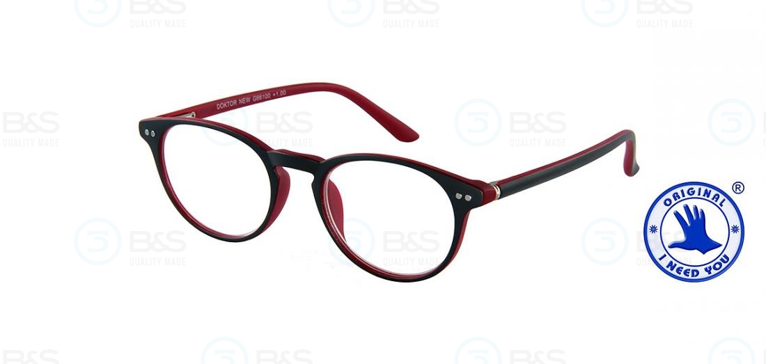  Čtecí brýle - DOKTOR NEW, plastové s flexem, šedá/červená