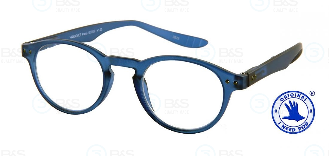  Čtecí brýle - HANGOVER Panto, plastové s dlouhými stranicemi, modré
